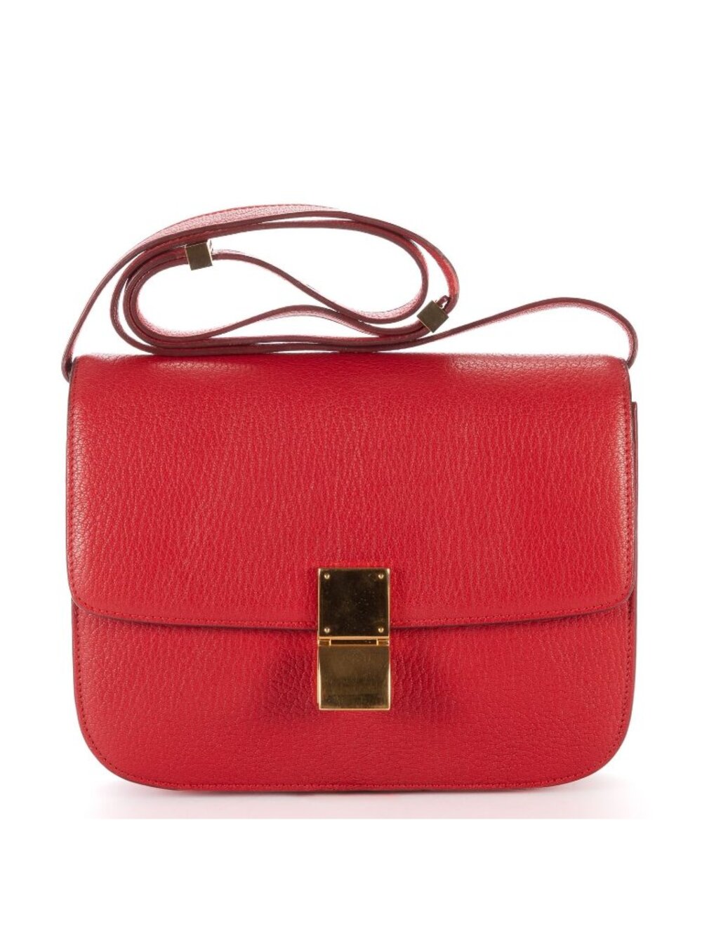 Celine Medium Classic Box Red Spike Calfskin Leather